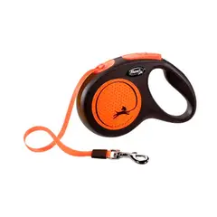 FLEXI - Correa retractil New Neon orange 5m max 15Kg - S