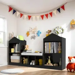 GENERICO - Estante Infantil con Asiento Cosmo Negro Amore Home