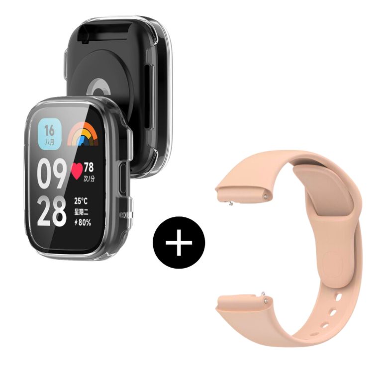 Pack correa rosa + case bumper para Watch 3 Lite