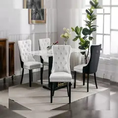 DMUEBLES - DM Comedor 4 sillas Italy - Blanco/Negro