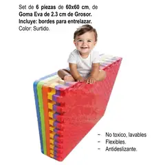 OEM - Piso de Goma Eva de 6 Piezas para Bebes 60x60 2.5 de espesor