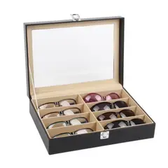 GENERICO - Caja de Lentes Porta Organizador de Gafas Anteojos de Cuero