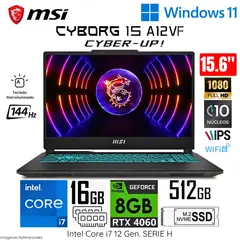 Laptop Cyborg 15 A12VF Intel Core i7-12650H 16GB RAM 512GB SSD RTX4060 8GB 15.6" FHD
