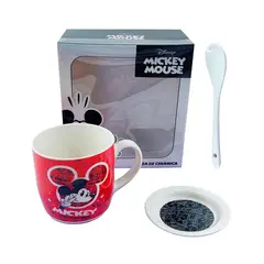 GENERICO - Set de Taza o Pocillo plato y cuchara con Diseño - MK Rojo