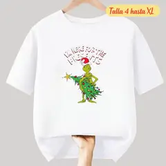 GENERICO - Polos Navidad Algodon El Grinch Blanco Manga Corta - Tallas 4 hasta XL