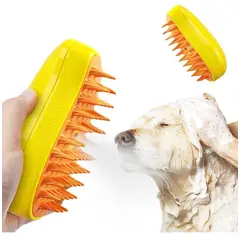 GENERICO - Cepillo masajeador amarillo a vapor mascotas perros y gatos