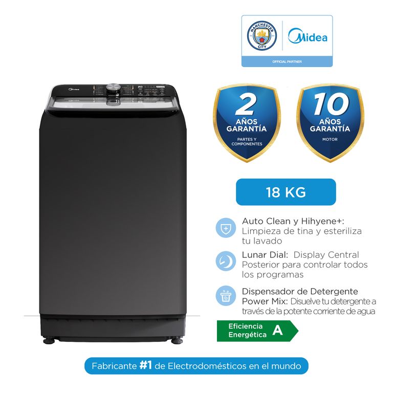 Lavadora Automatica Carga Superior 18 Kg MA512W180/T-PE Titanium