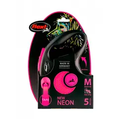 FLEXI - Correa retractil New Neon fucsia 5m max 15Kg - S