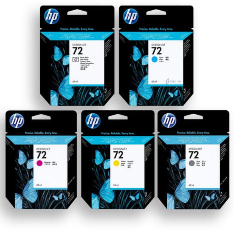 Pack de Cartucho 72 Photo Black Cyan Magenta Yellow Gris 69ml