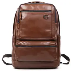 GENERICO - Mochila de Cuero Marron Claro Gran Capacidad