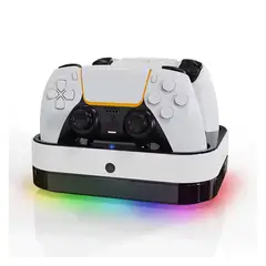 GENERICO - Base De Carga Doble Para Joystick Ps5 Playstation 5 Dual Luz Rgb