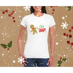 GENERICO - Polo Mujer Manga Galletita navidad - Nathalie Love It - Blanco