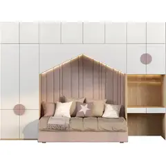 GENERICO - Juego de Dormitorio Barletta +Cabecera+Ropero+Escritorio - 1.5 plz