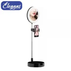 SEISA - Espejo led con soporte de celular color negro HXD04 Élegans