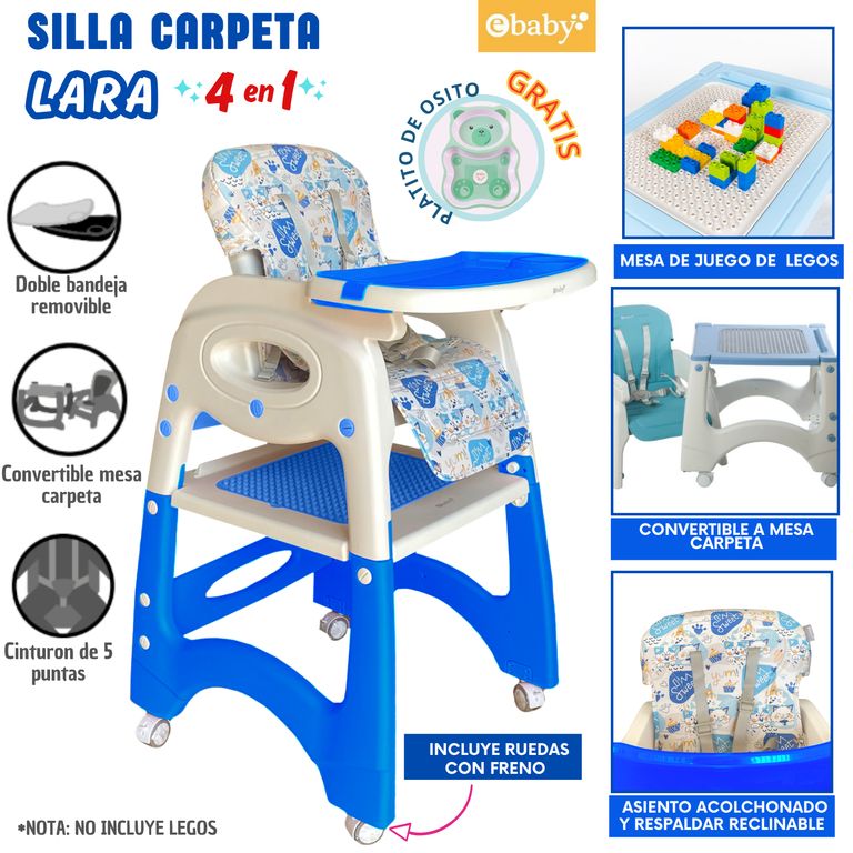 Silla de comer Escritorio y con Ruedas Lara AZUL