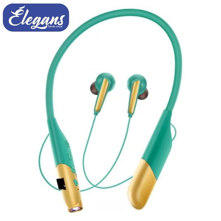 Audífono bluetooth con linterna color verde oscuro AKZ-R11 Élegans