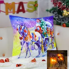 CASATEX - COJIN NAVIDEÑO CON LUCES HO HO HO 45X45CM.