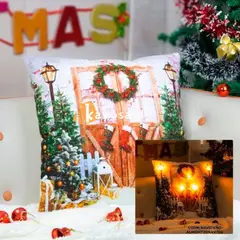 CASATEX - COJIN NAVIDEÑO CON LUCES MERRY CHRISTMAS 45X45CM.