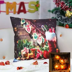 CASATEX - COJIN NAVIDEÑO CON LUCES MERRY CHRISTMAS 45X45CM.