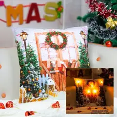 CASATEX - COJIN NAVIDEÑO CON LUCES VILLA MAGICA 45X45CM.