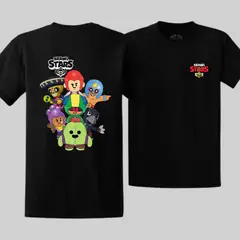 GENERICO - Polos Brawl Stars Algodon Negro Peluche Spike - Talla 4 hasta XL