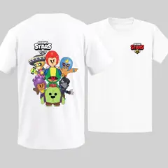 GENERICO - Polos Brawl Stars Algodon Blanco Peluche Spike - Talla 4 hasta XL