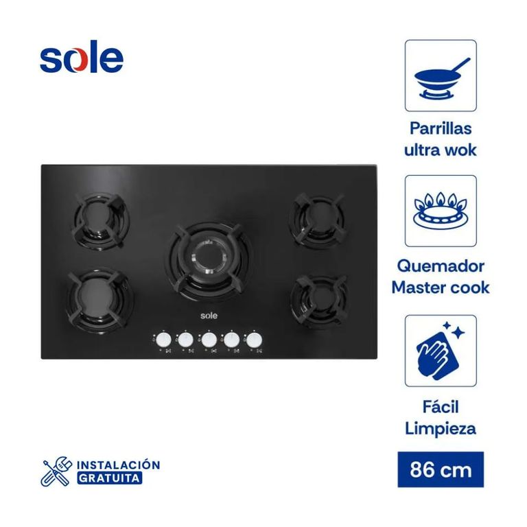 Cocina Empotrable 5 Hornillas 86 cm SOLCO033.