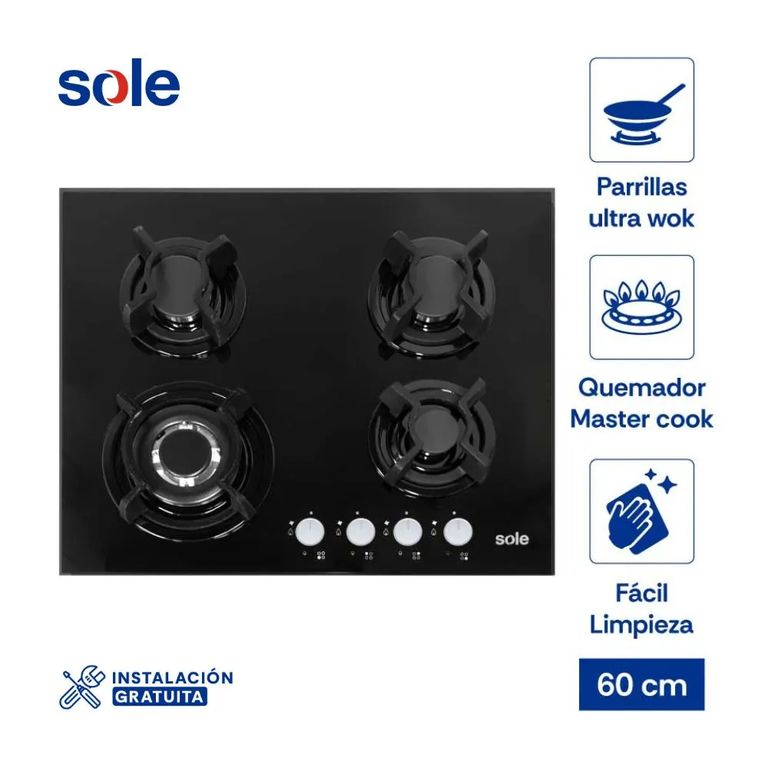 Cocina Empotrable 4 Hornillas 60 cm SOLCO034.