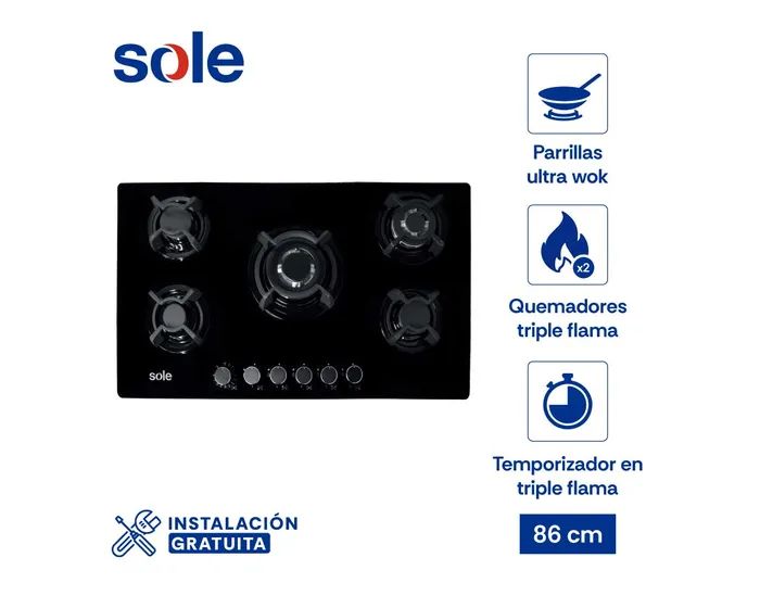Cocina Empotrable GLP/GN SOLCO059 5 hornillas.