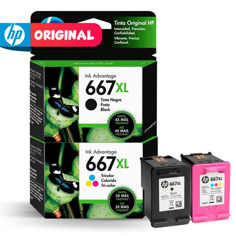 Kit Tinta 667XL Negro Tricolor original