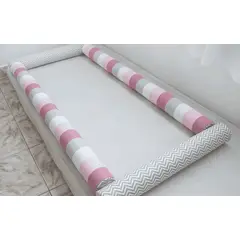 GENERICO - Bumpers Tubulares de cama cuna Montessori 1.5 plazas Rosas