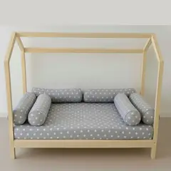 GENERICO - Bumpers Protectores Tubulares cama cuna Montessori 1.5 plazas - Estrellitas - Diseño 6 Piezas