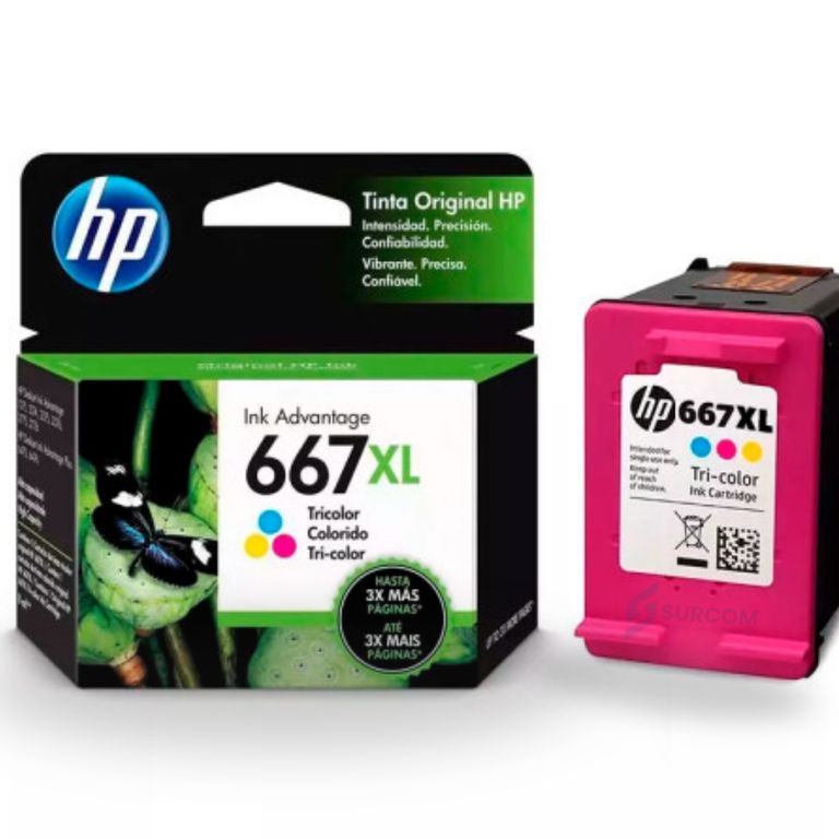 Tinta 3YM80AL 667XL TRICOLOR Original