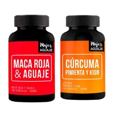 MUJER AGUAJE - Maca Roja & Aguaje 100 Cápsulas + Cúrcuma 100 Cápsulas