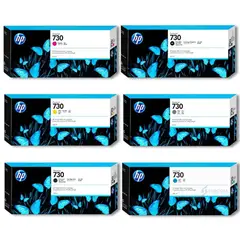 HP - Kit Tinta 730 300ml Mate Black Photo Black Gris Cian Magenta Yellow