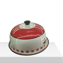 GENERICO - QUESERA DE LOZA COLOR BLANCO Y ROJO