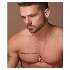 OEM - Collar Hombre Cruz Plana Mediano Acero Inoxidable 316L x SAN VALENTIN