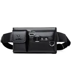 GENERICO - Makeway - Canguro Bandolera Bolso Hombre Cuero PU
