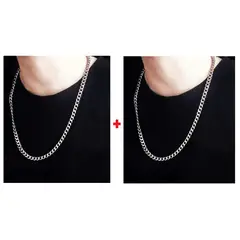 OEM - Set 2 Cadenas Collar Hombre Eslabon Semi Grueso Acero Inoxidable 316L