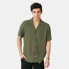 SAN COSME - Camisa Lino Hombre Verde