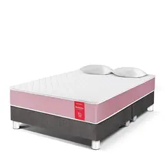 PARAISO - Cama Box Tarima Medallón Ergo Queen + 2 Almohadas + Protector