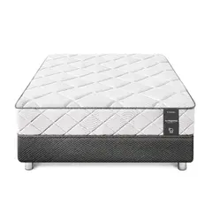 PARAISO - Cama Box Tarima Su Majestad De Lujo King Acero + 2 Almohadas + Protector