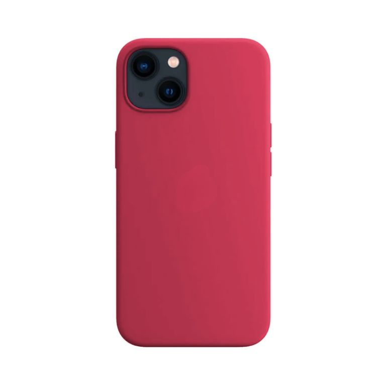 Case para Iphone 15 con logo protector de silicona color carmin