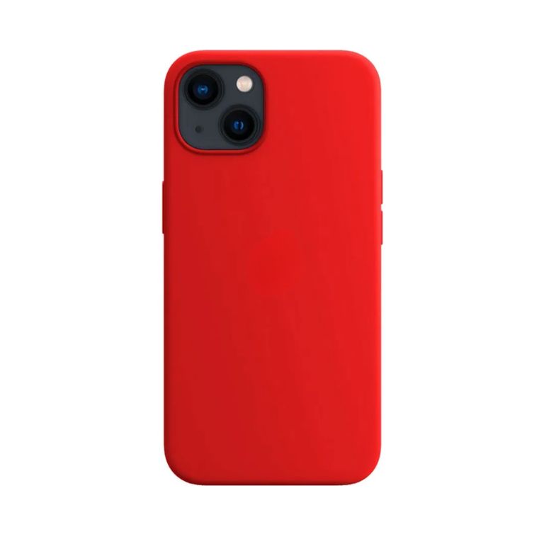 Case para Iphone 15 con logo protector de silicona color Rojo