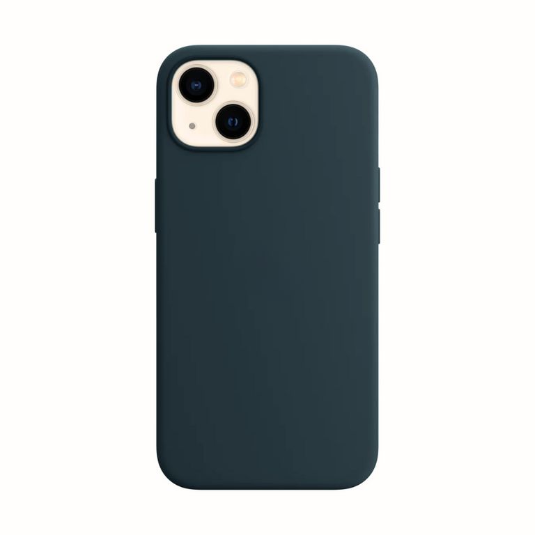 Case para Iphone 15 con logo, protector de silicona color azul oscuro