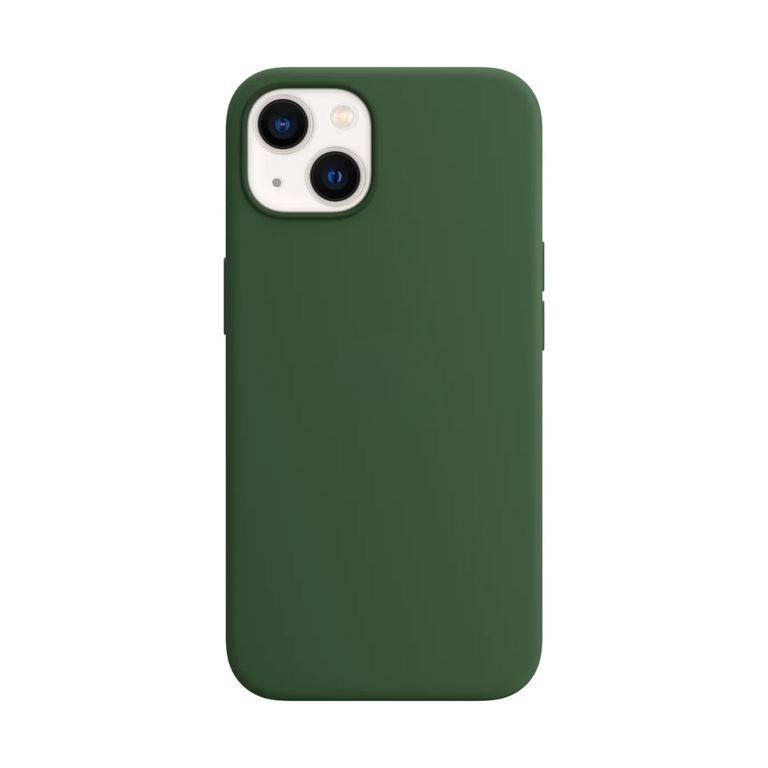 Case para Iphone 15 con logo, protector de silicona color verde oscuro