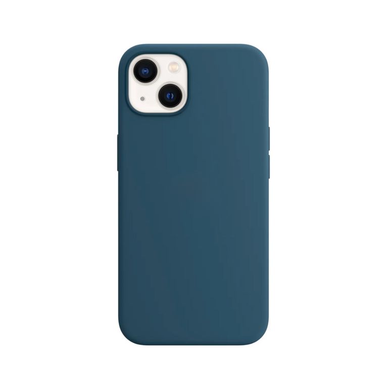 Case para Iphone 15 con logo, protector de silicona color azul acero