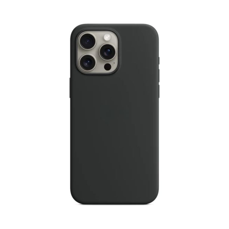 Case para Iphone 15 Pro con logo, protector de silicona color negro