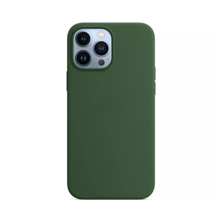 Case para Iphone 15 Pro con logo, protector de silicona color verde