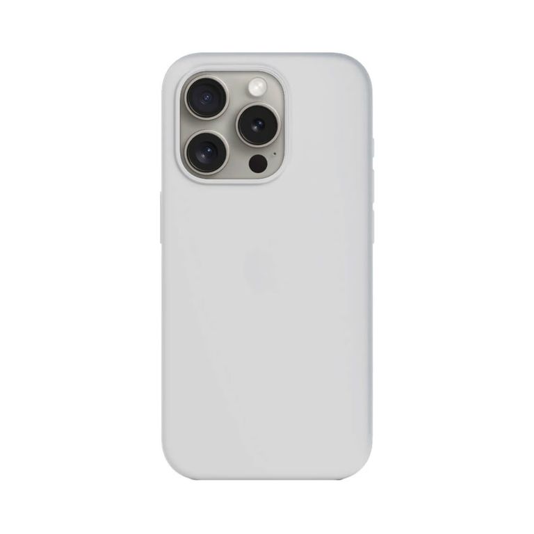 Case para Iphone 15 Pro con logo, protector de silicona color blanco